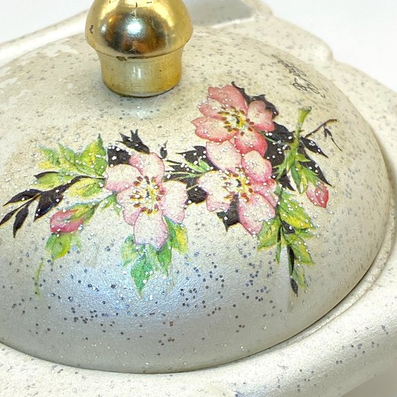 Vintage Berger Floral Trinket Jewelry Box Made in Italy Pearl Finish *read* - Picture 3 of 6